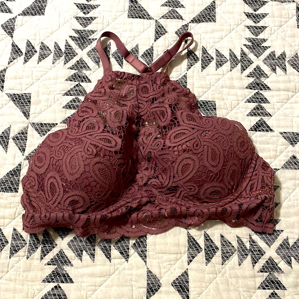 PINK lace halter bra